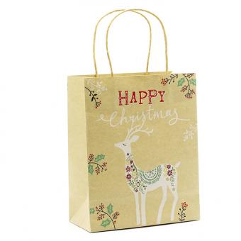 Print Merry Christmas Kraft Paper Shopping Gift Bag wholesale