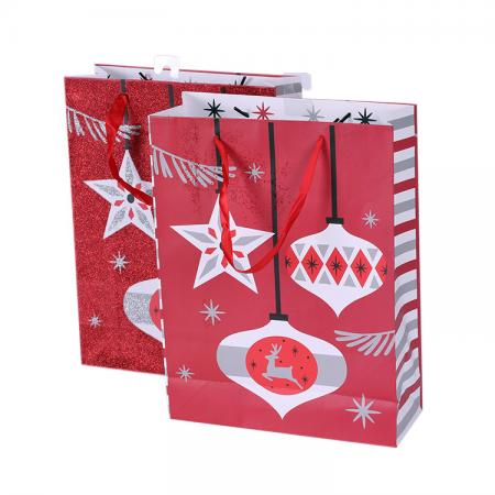 Eco-friendly Christmas shopping paper gift bags customized