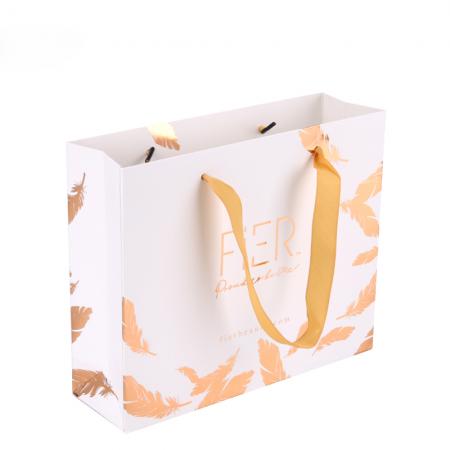 Custom luxury foil glitter shopping gold paper gift bag