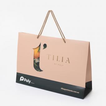 Luxury cosmetics gift shopping paper bags with button customized