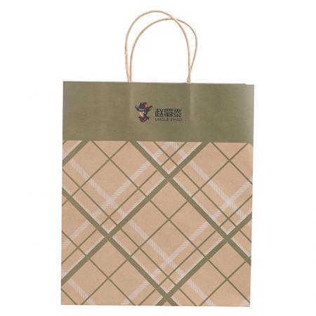 Custom Promotional brown kraft paper shopping carrier bags