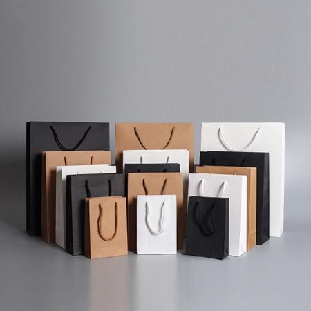 White Black Kraft Gift Paper Shopping Bag with Logo customized