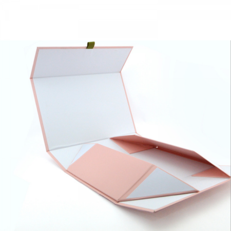 Custom pink mailer box flat folding gift box with ribbon