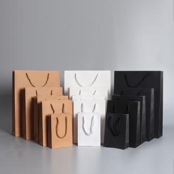 White Black Kraft Gift Paper Shopping Bag with Logo customized