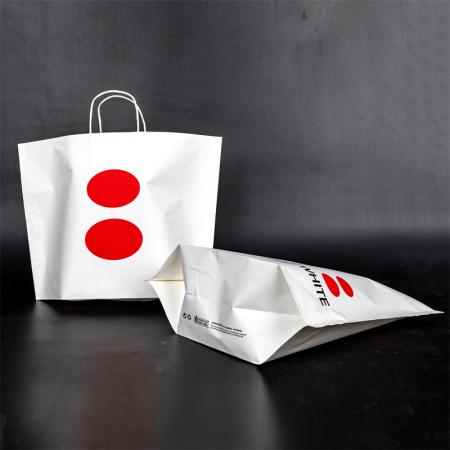 Wholesale Design Custom Logo Exquisite White Shopping Kraft Paper Bag