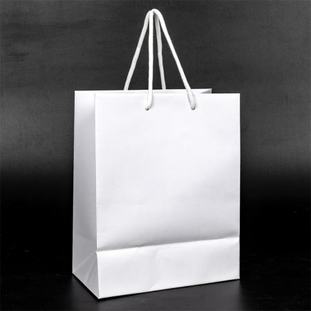 Wholesale Design Custom Logo Exquisite White Shopping Kraft Paper Bag